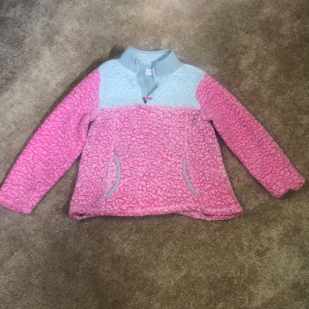 Girls XL 14-16 Wonder Nation Tropical Blossom Kangaroo Pocket Quarter Zip